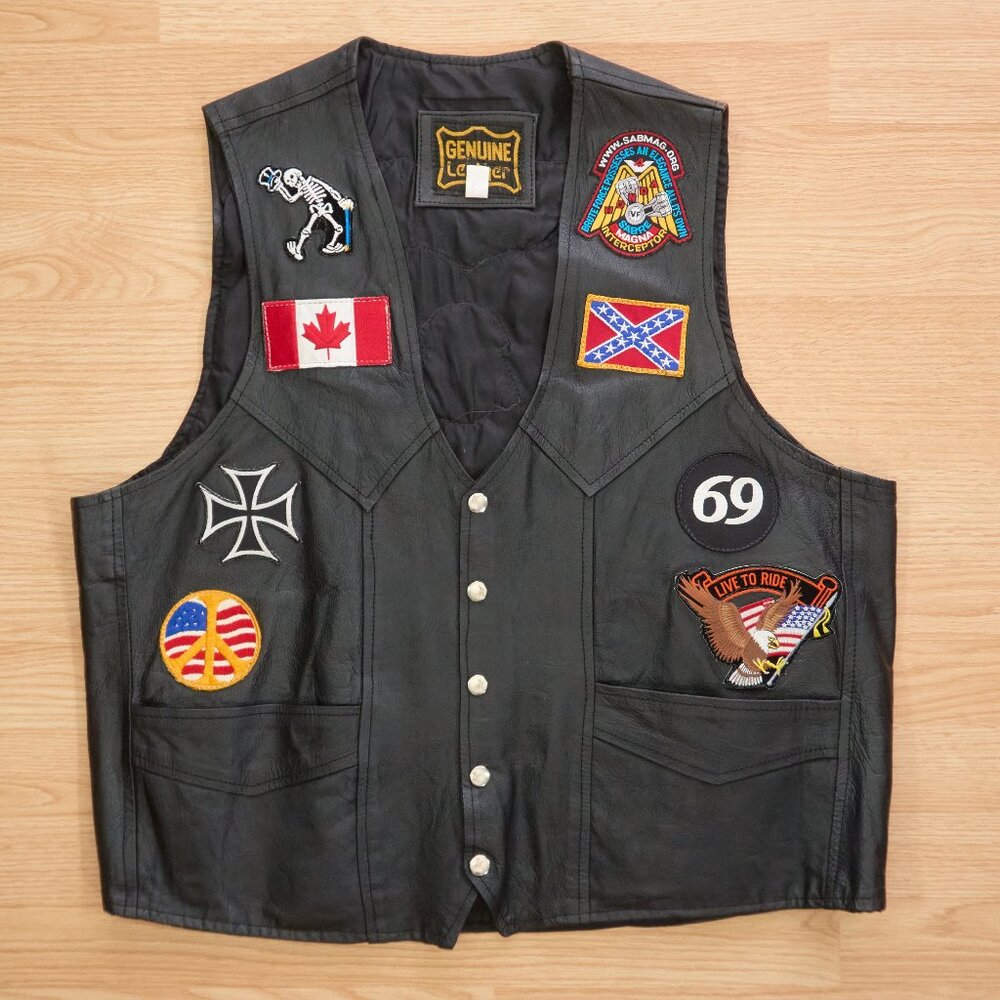 Honda "Live to Ride" Black Leather Vest, Size 52